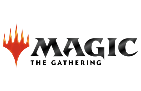 The Gathering logo featuring the red-orange planeswalker spark symbol and bold black serif typography.