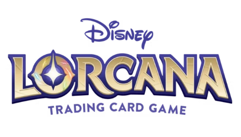Disney Lorcana Trading Card Game logo featuring gold lettering and a glowing starburst.