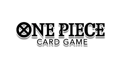 Official One Piece Card Game logo in black and white stylized text with nautical elements including an anchor and a cross symbol.