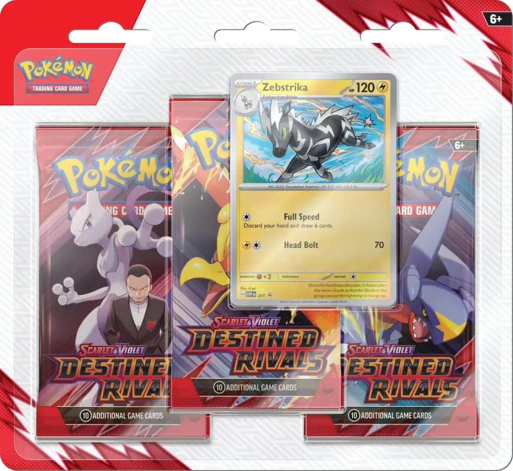 Pokémon TCG: Scarlet & Violet - Destined Rivals 3 Booster Packs & Zebstrika Promo Card