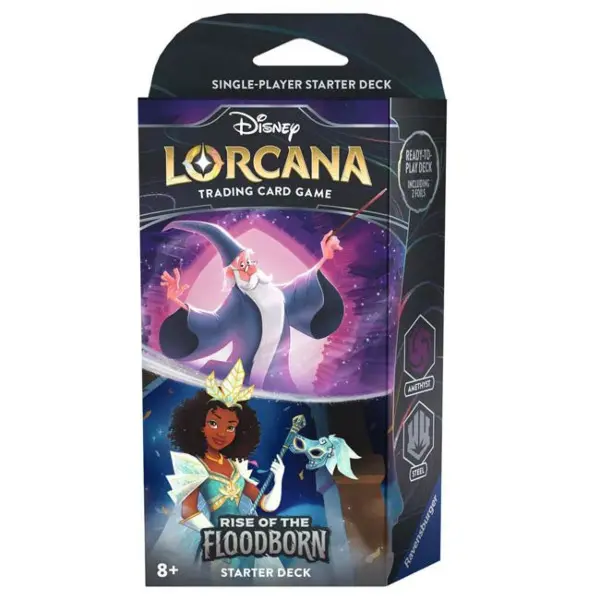 Disney Lorcana TCG: Rise Of The Floodborn Starter Deck Merlin (Amethyst) & Tiana (Steel)