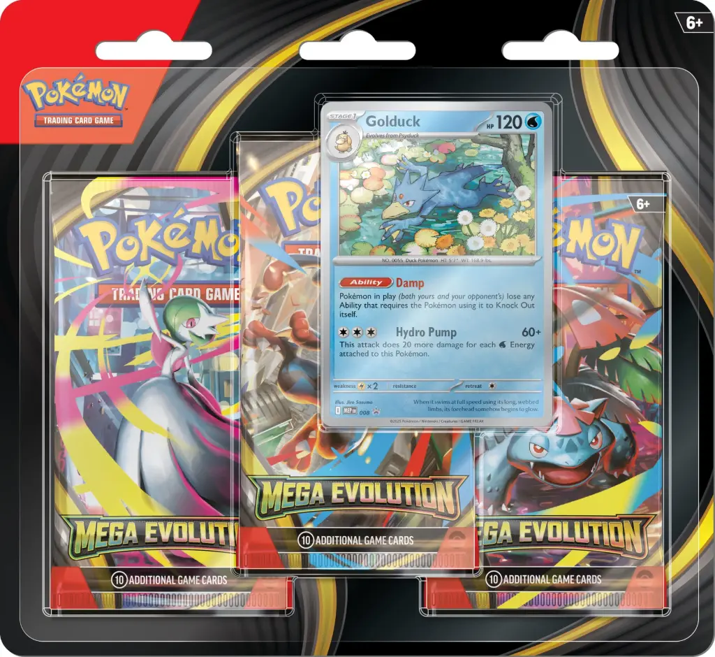 Pokémon TCG: Mega Evolution 3 Booster Packs & Promo Card (Psyduck / Golduck - 1 Random Set)