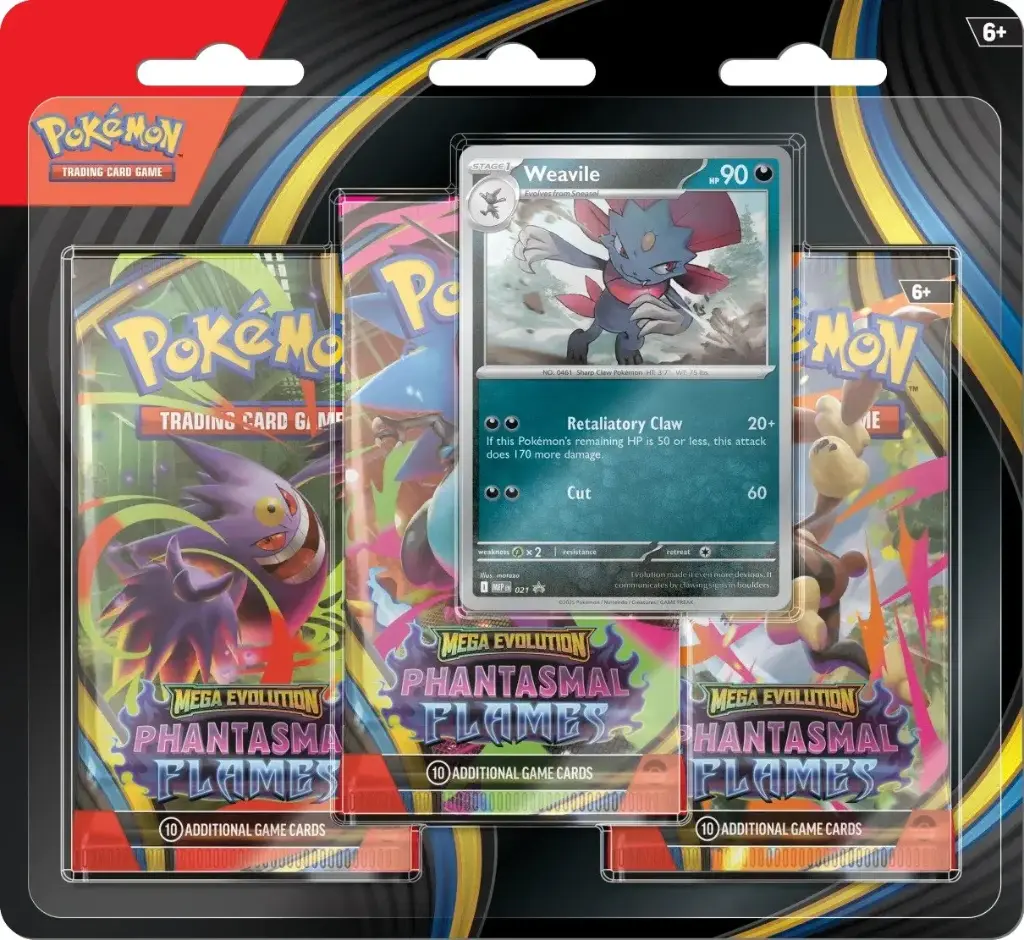 Pokémon TCG: Mega Evolution - Phantasmal Flames 3 Booster Packs & Promo Card (Sneasel/Weavile - 1 Random Set)