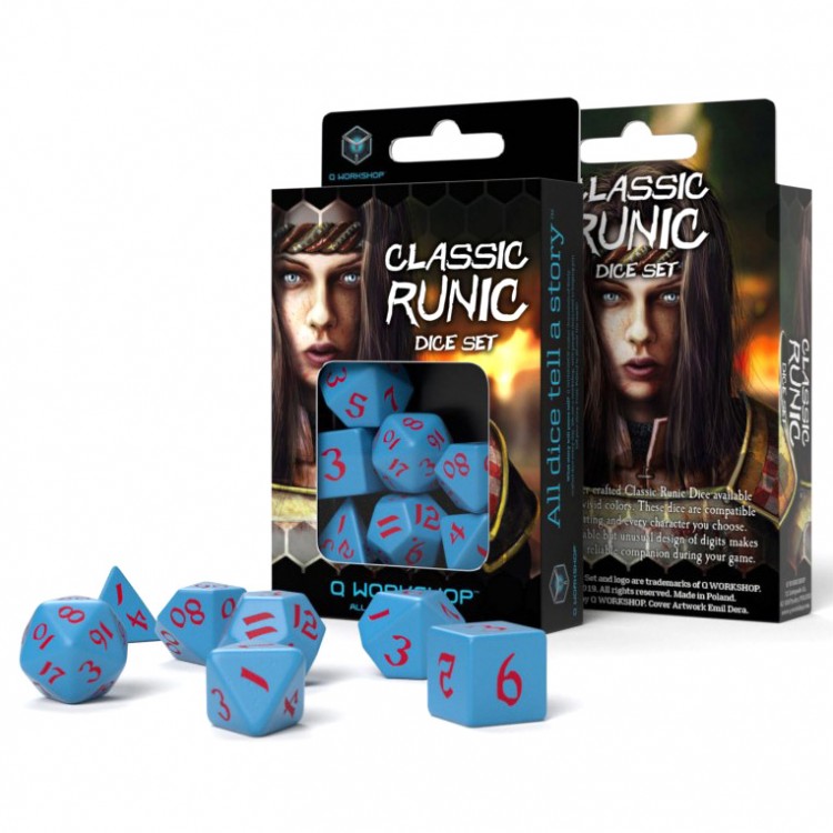 Q Workshop - Classic Runic Dice Set - Blue & Red