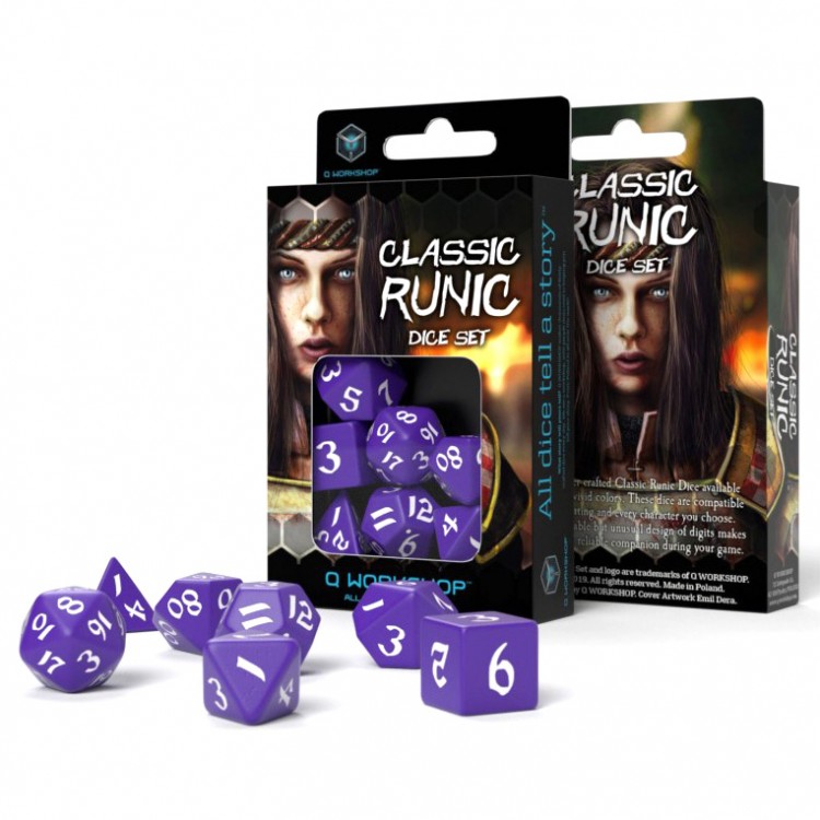 Q Workshop - Classic Runic Dice Set - Purple & White