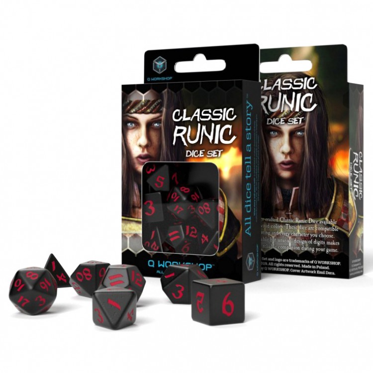Q Workshop - Classic Runic Dice Set - Black & Red