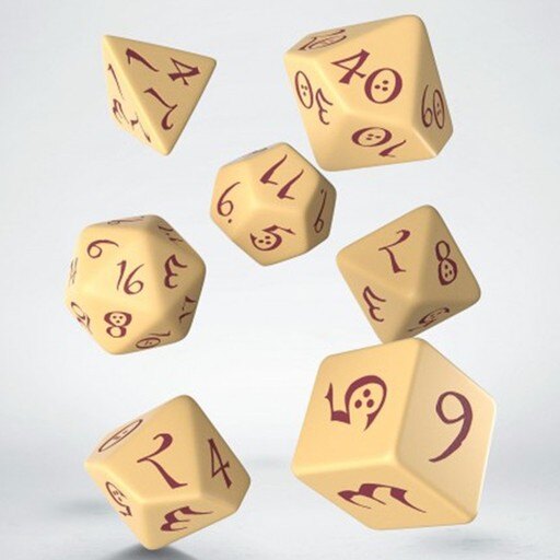 Q Workshop - Classic RPG Dice Set - Beige & Burgundy