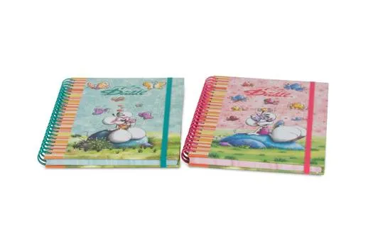 Diddl - A5 Spiral Notebook With Glitter Elastic Band