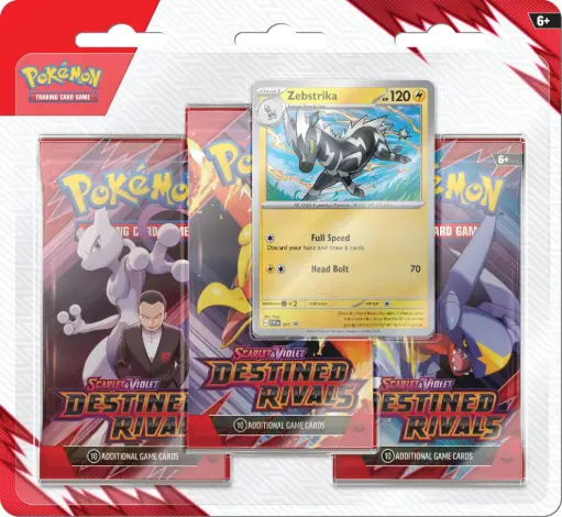 Pokémon TCG: Scarlet & Violet - Destined Rivals 3 Booster Packs & Zebstrika Promo Card