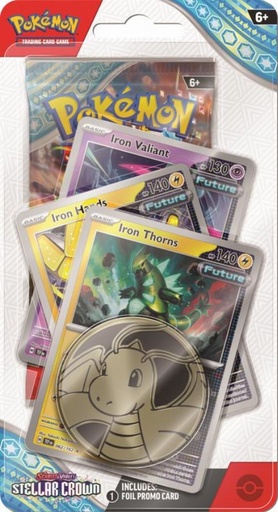 Pokémon TCG: Scarlet & Violet - Stellar Crown Premium Checklane Blister - Iron Valiant, Iron Hands, Iron Thorns